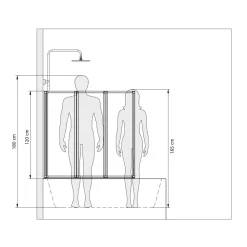 Schulte Badewannenfaltwand Alu Natur 121 x 127 x 121 cm ESG hell klar