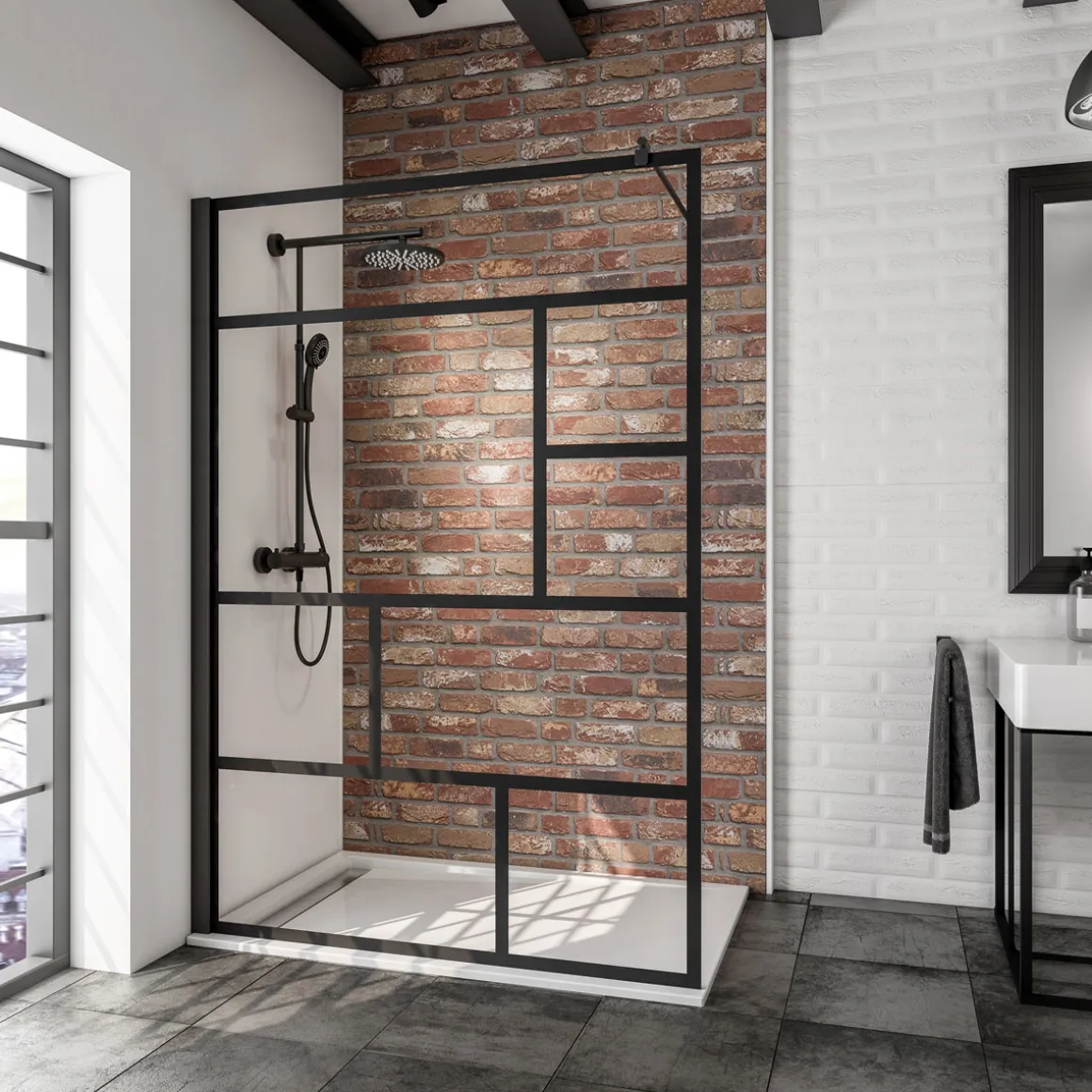 Schulte BlackStyle Walk In Alexa Style 2.0 mit Dekor Atelier 1 200 x 140 cm