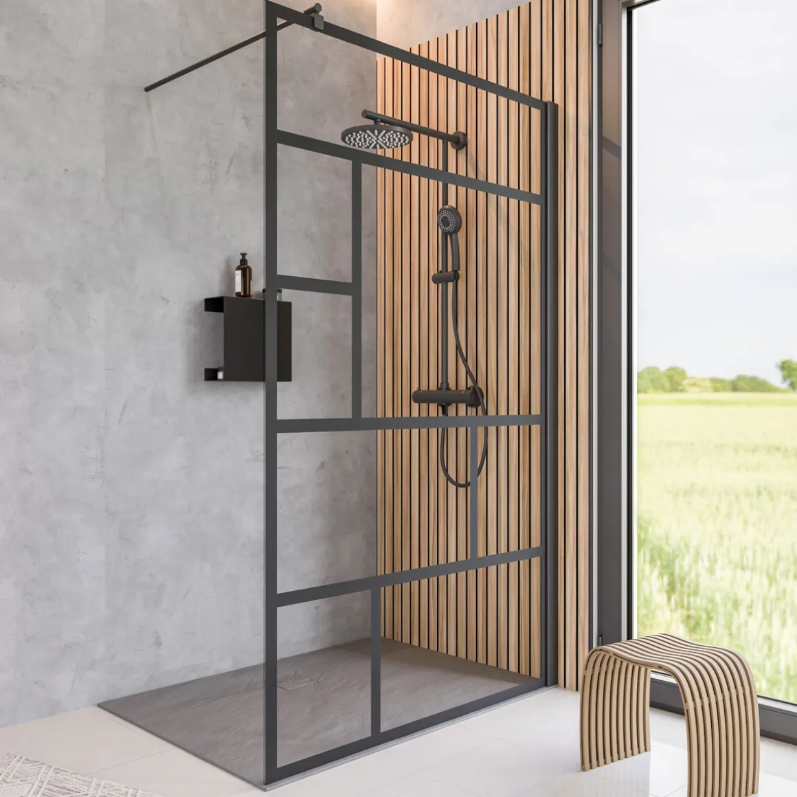 Schulte BlackStyle Walk In Alexa Style 2.0 mit Dekor Atelier 1 200 x 140 cm