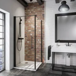 Schulte Drehtür inkl SeitenwandAlexa Style 2.0" Mattschwarz 192 x 90 cm