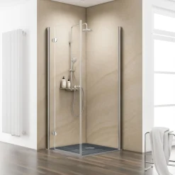 Schulte Drehtür MasterClass inkl Seitenwand Montage auf Fliesen links