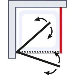 Schulte Drehtür pendelbar mit Seitenwand Toura 80 x 80 x 200 cm chrom Anschlag links