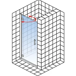 Schulte Drehtür pendelbar in Nische Toura 80 x 200 cm chrom Anschlag links