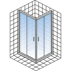 Schulte Duschwand Kristall Trend II Eckeinstieg 185 x 80 cm