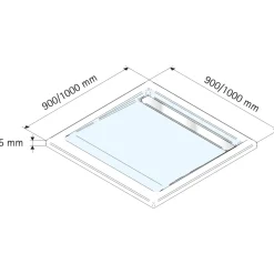 Schulte Duschwanne Quadrat extra flach Rinne 900 x 900 mm Alpinweiß