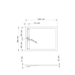 Schulte Duschwanne Rechteck extra flach Rinne 900 x 1200 mm Alpinweiß