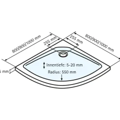 Schulte Duschwanne Rund extra flach 900 x 900 mm