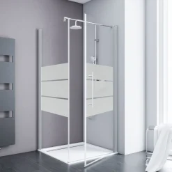 Schulte Eckdusche mit Drehtür Alexa Style 2.0 Alu Natur ESG fixil 90 x 90 cm