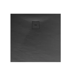 Schulte Eck-Duschwanne Mineralguss Quadrat 100xx4 x 100 cm Steinstruktur anthrazit