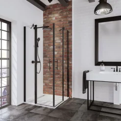 Schulte Eckeinstieg mit Drehtür BlackStyle mattschwarz BxH 90 x 192 cm