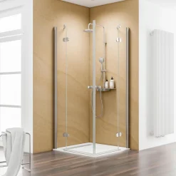 Schulte ExpressPlus MasterClass Eckeinsti auf DB 2000 x 800 x 800 chrom klar fixil Rundgriff