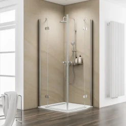 Schulte ExpressPlus MasterClass Eckeinsti auf DB 2000 x 800 x 800 chrom klar fixil Rundgriff