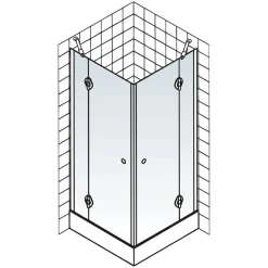 Schulte ExpressPlus MasterClass Eckeinsti auf DB 2000 x 800 x 800 chrom klar fixil Rundgriff