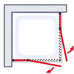 Schulte ExpressPlus MasterClass Eckeinsti auf DB 2000 x 800 x 800 chrom klar fixil Rundgriff