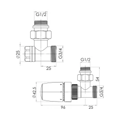 Schulte ExpressPlus Thermostat-Set Eck verchromt