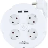 Schwaiger Steckdosenleiste 4-fach mit 2-fach USB rund weiß