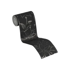 Selbstklebende-Borte Blume schwarz Glitter 5 m