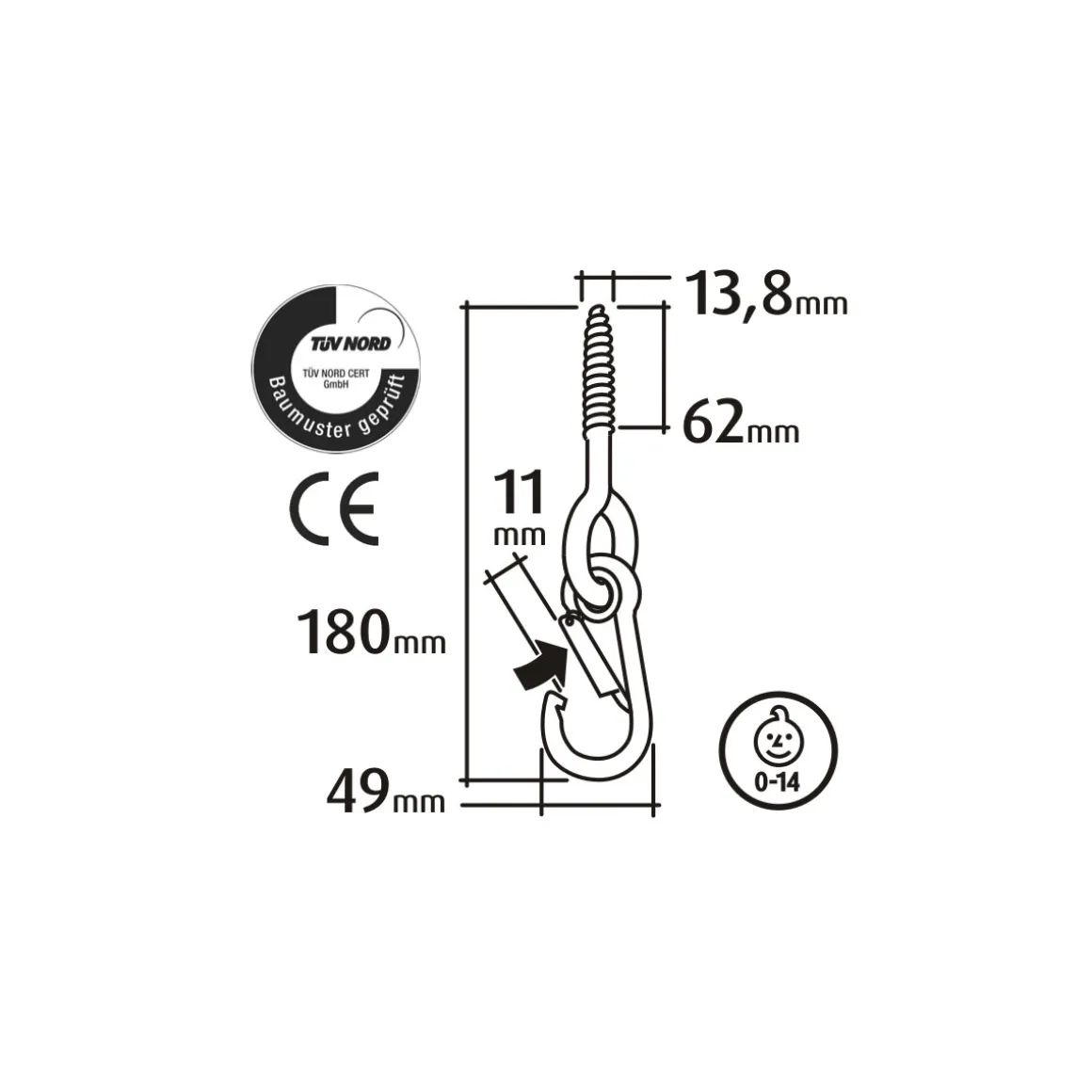 Sicherheits-Schhaukelhaken Holzgewinde