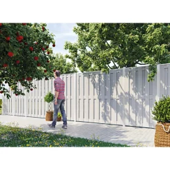 Sichtschutzzaun SHANGHAI silbergrau 180 x 180 cm WPC