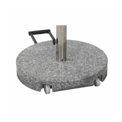 Siena Garden Granit-Schirmständer 40 kg, Ø50x8 cm, hellgrau, für Schirmstock-Ø 25-48 mm, inkl. Rollen