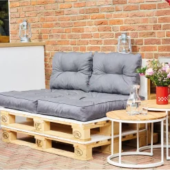 Siena Garden Sitz-/Rückenkissen Almaaz 4-teilig für Euro-Palette grau