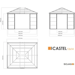 Sojag Pavillon Castel 1214 362,08x427,08x296,28cm Bronze