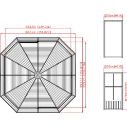 Sojag Pavillon Kaltwintergarten Charleston 1212 383,6x383,6x280,89cm Anthrazit