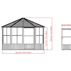 Sojag Pavillon Kaltwintergarten Charleston 1212 383,6x383,6x280,89cm Anthrazit