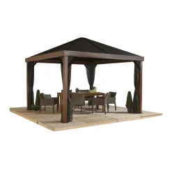 Sojag Pavillon Valencia 1212 inkl. Moskitonetz 364,3x364,3x310cm Holzoptik