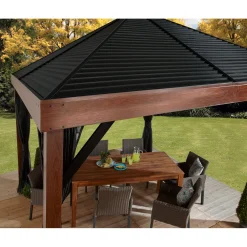 Sojag Pavillon Valencia 1212 inkl. Moskitonetz 364,3x364,3x310cm Holzoptik