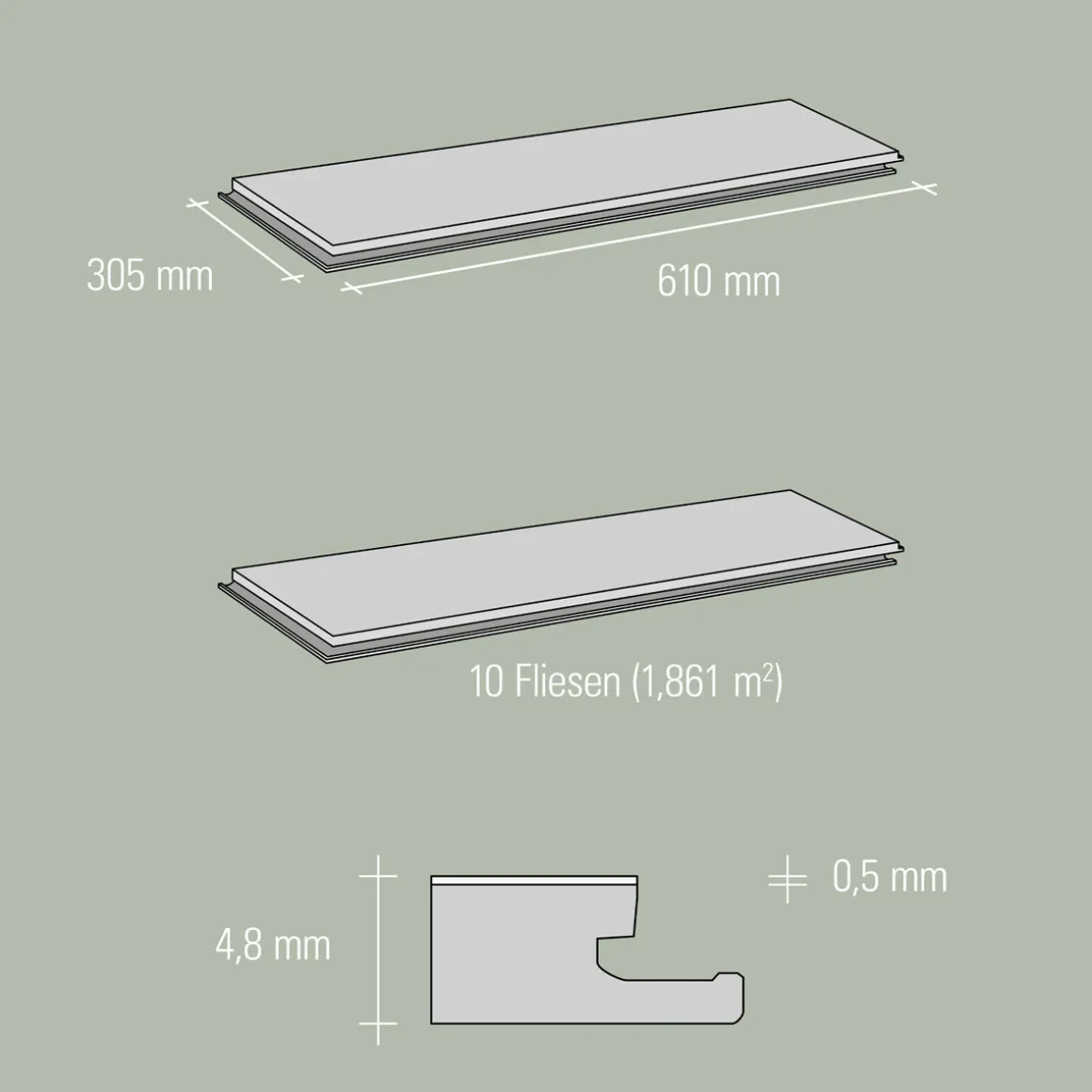 Specht Vinylboden Vinyl SPC Ambiente Fliese Alaska 610 x 304,8 x 4,8 mm