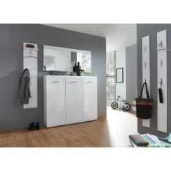 Spiegel Adison mit Applikation in Hochglanz 134 x 63 x 3 cm weiß