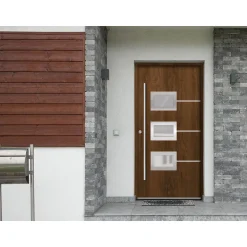 SplenDoor Premium-Haustür Passivedoor Bergen energiesparend nussbaum 100 x 210 cm links