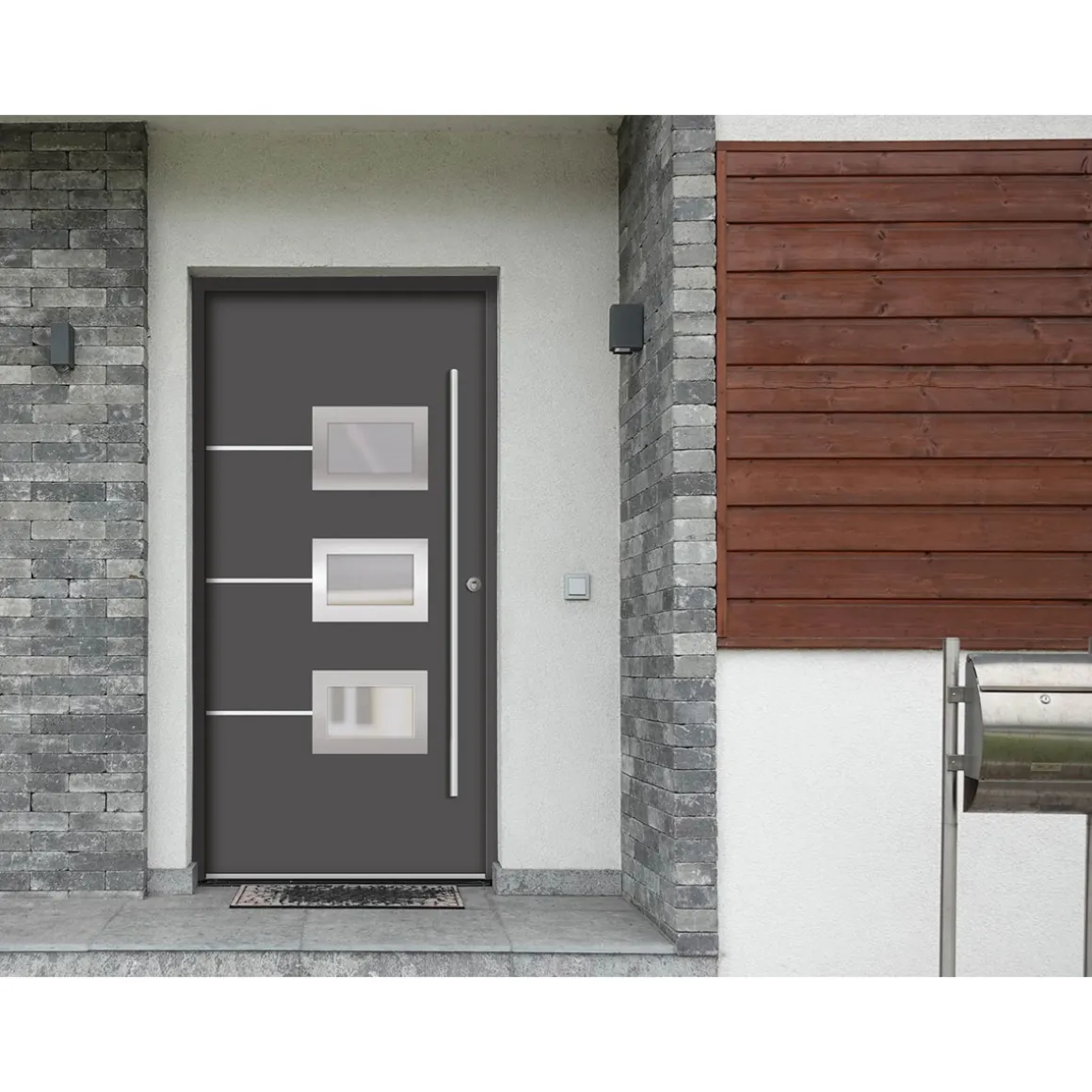 SplenDoor Premium-Haustür Passivedoor Bergen RC2 energiesparend einbruchsicher anthrazit 100 x 200 cm rechts