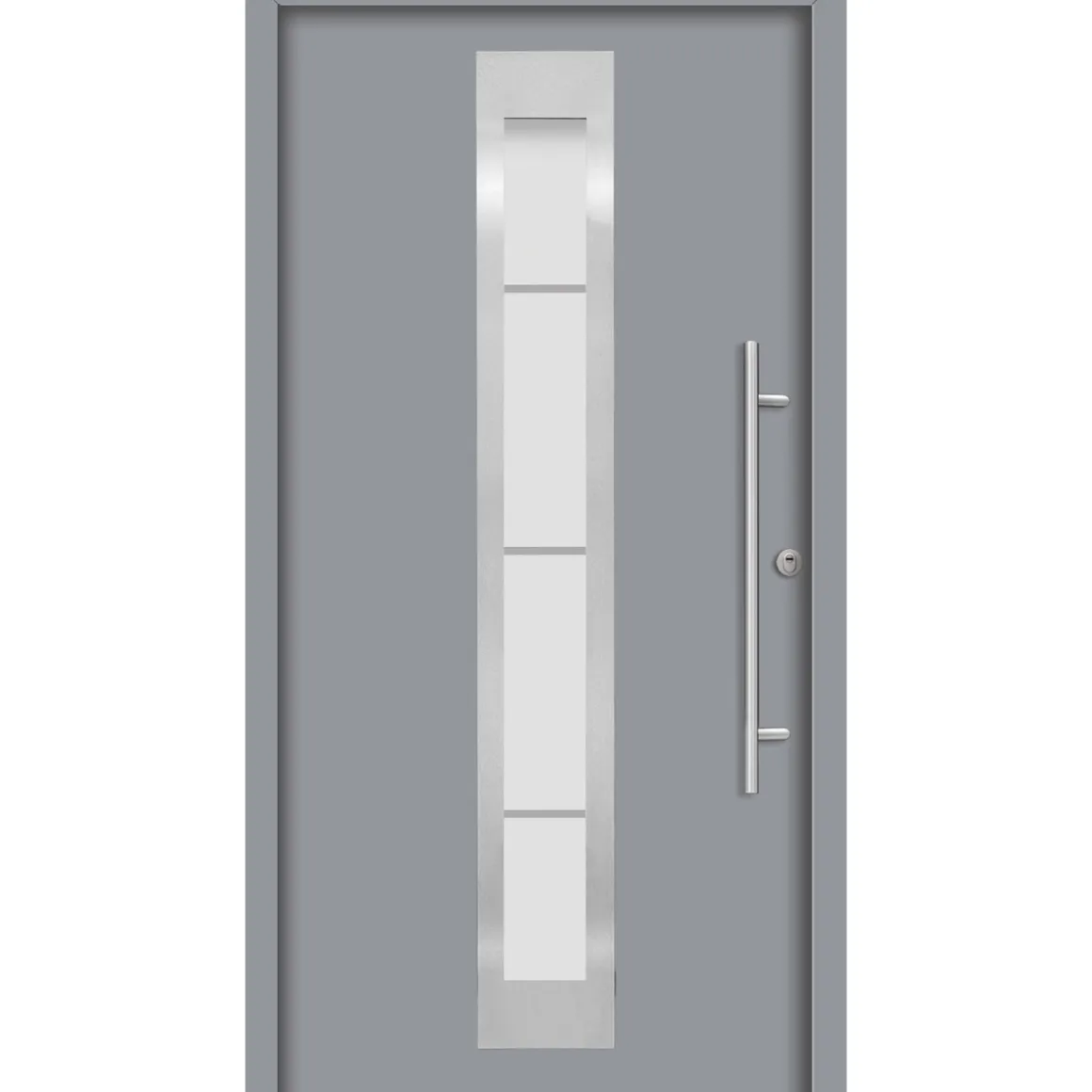 SplenDoor Premium-Haustür Passivedoor Malmo RC2 energiesparend einbruchsicher grau 110 x 210 cm rechts