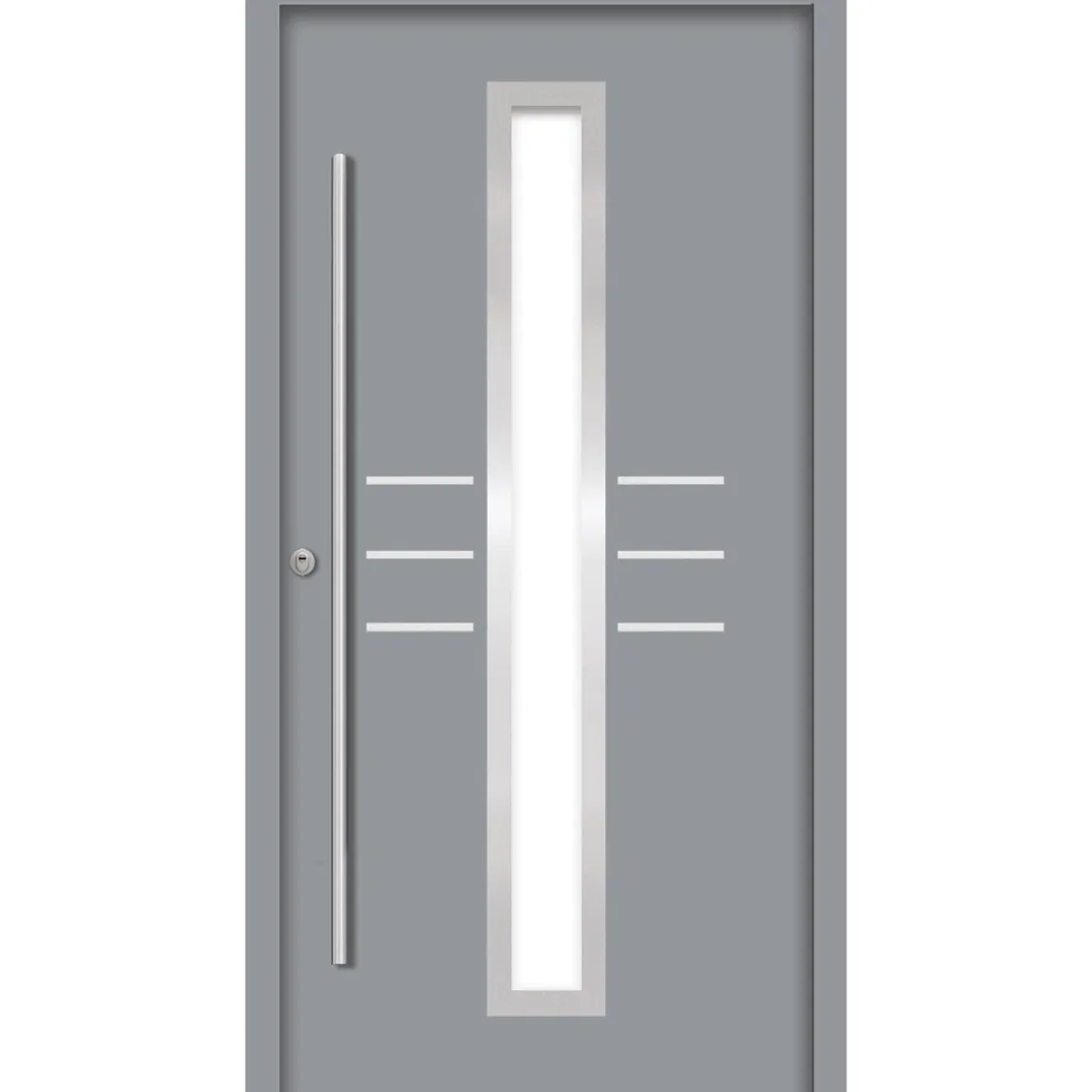 SplenDoor Premium-Haustür Passivedoor Lund RC2 energiesparend einbruchsicher grau 100 x 200 cm links