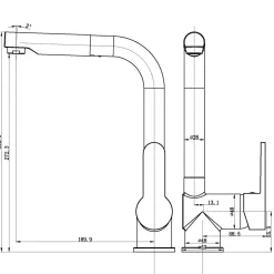 Spültischarmatur London Niederdruck mit herausziehbarem Auslauf chrom