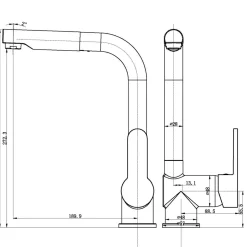 Spültischarmatur London Niederdruck mit herausziehbarem Auslauf Edelstahloptik