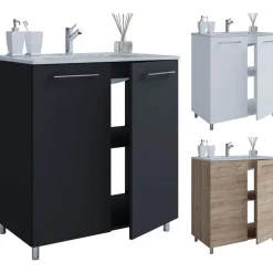 Stand-Waschplatz 80 cm 2-teilig 2 Türen weiß