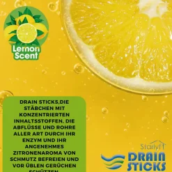 Starlyf Abflussreiniger Stäbchen Drain Sticks 12 Stück Zitronenduft