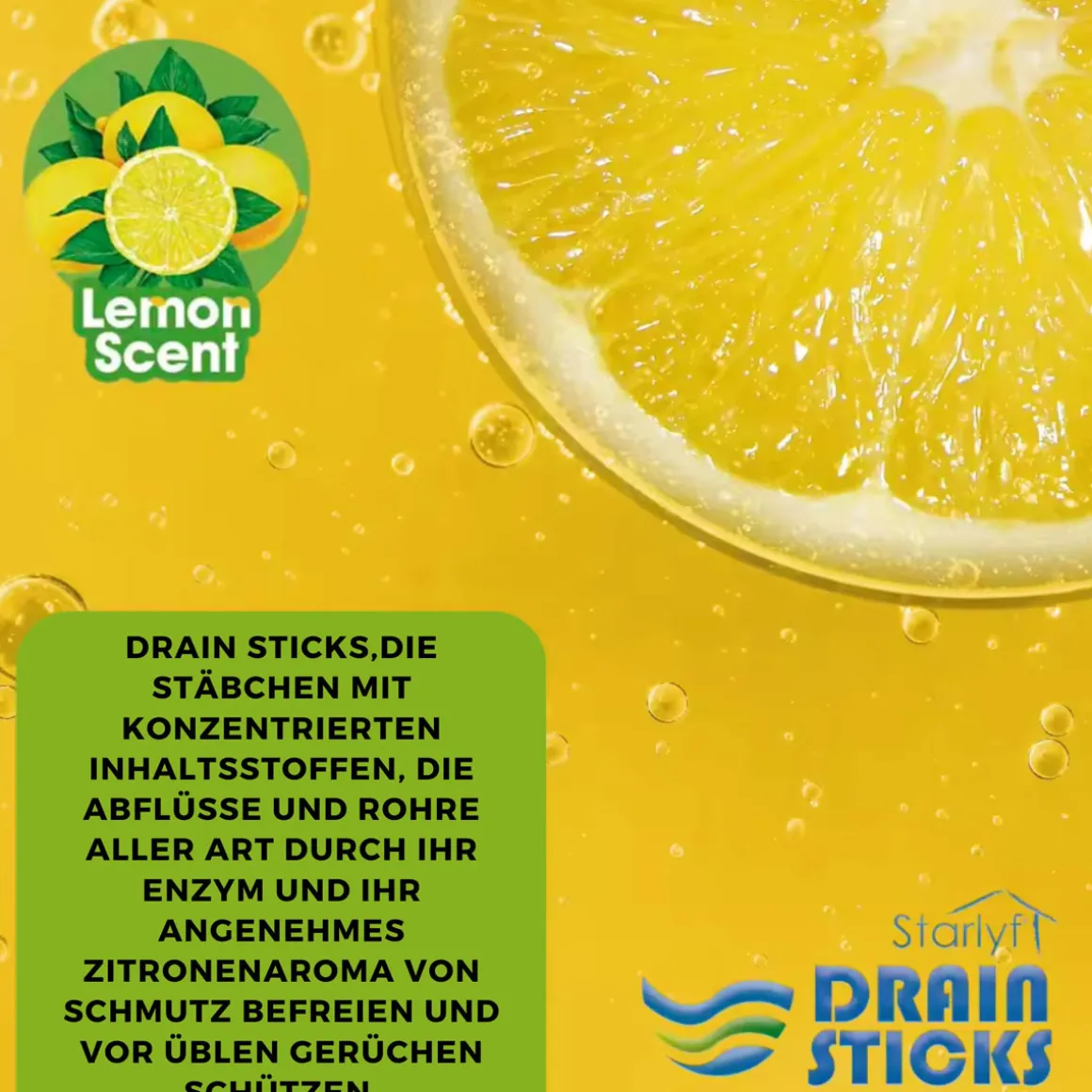 Starlyf Abflussreiniger Stäbchen Drain Sticks 12 Stück Zitronenduft