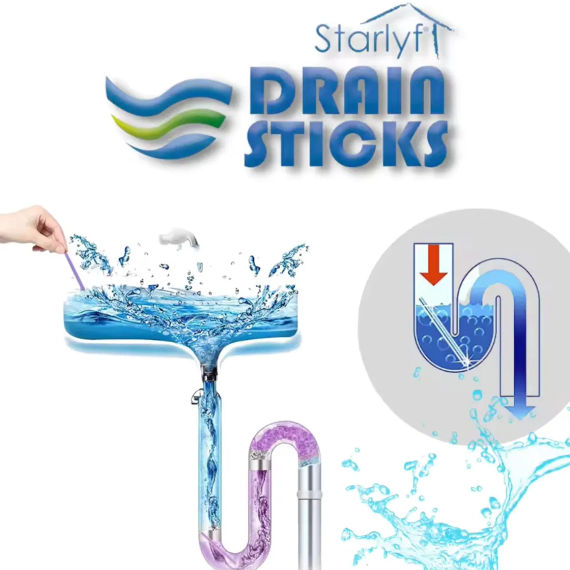 Starlyf Abflussreiniger Stäbchen Drain Sticks 12 Stück Zitronenduft