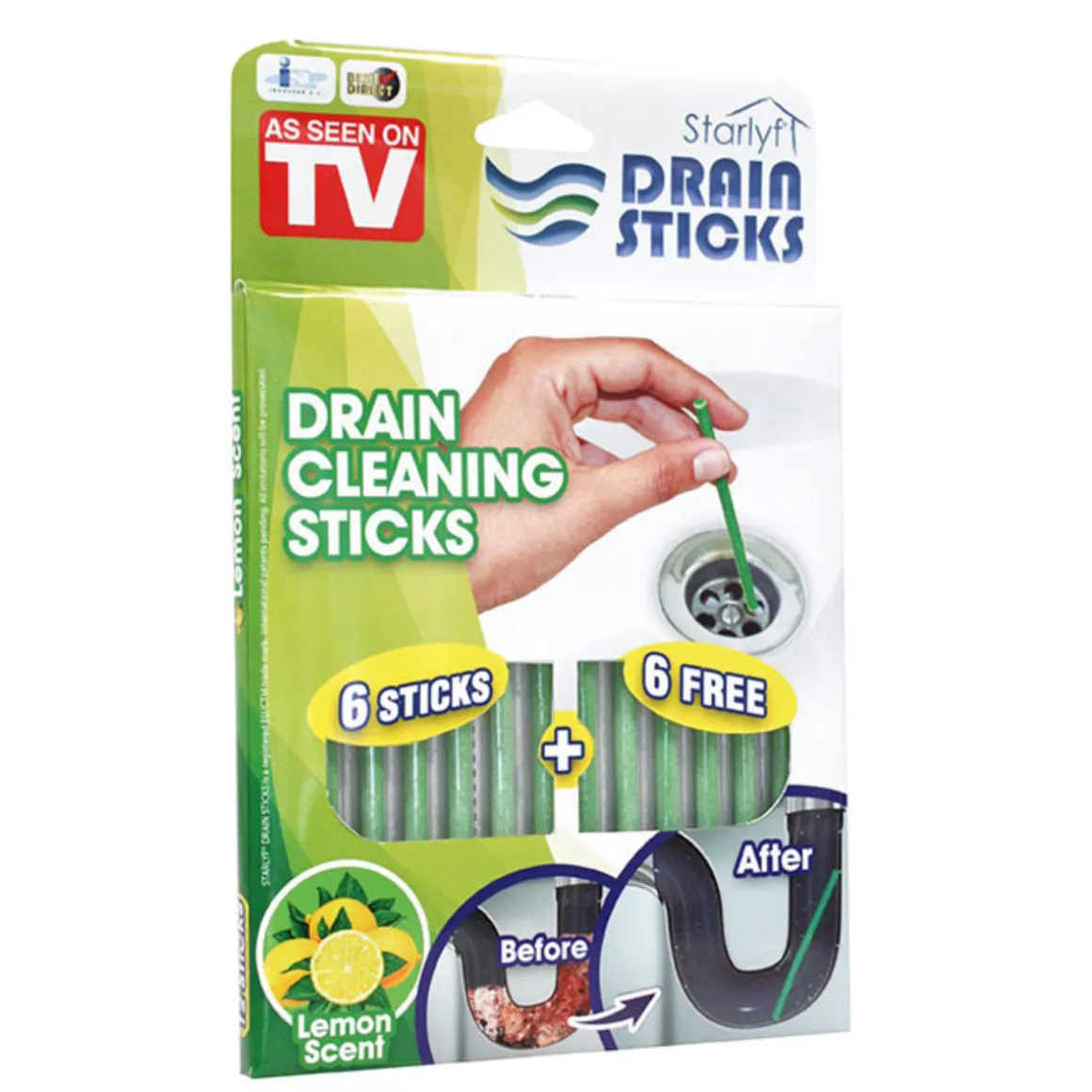 Starlyf Abflussreiniger Stäbchen Drain Sticks 12 Stück Zitronenduft