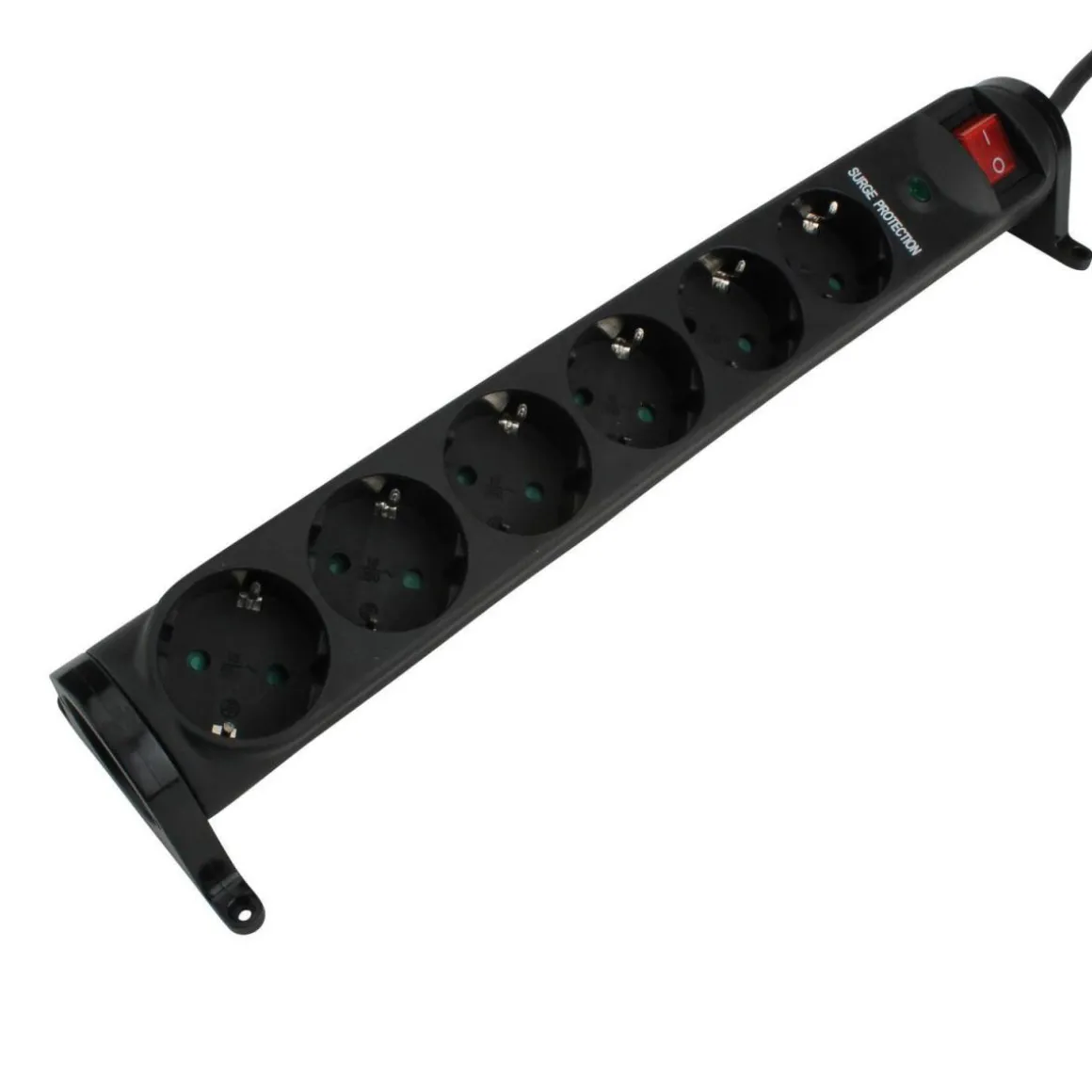 Steckdosenleiste 1,4 m 6-fach mit Schalter anschraubbar schwarz