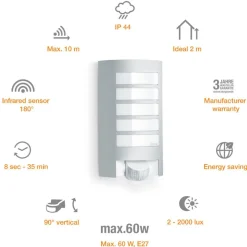 Steinel Außenleuchte L 12 S mit Bewegungsmelder Silber