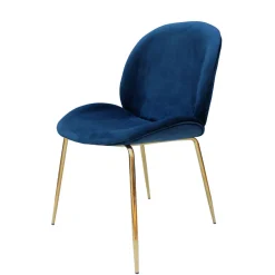 Stuhl „Charlize 110“, 2er-Set, blau/Messing