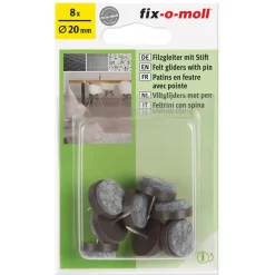 Suki Filzgleiter mit Stift Durchmesser 2 cm braun 8 Stück