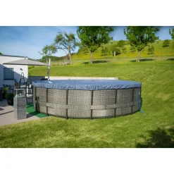 Summer Waves Elite Frame Pool 549x549x132cm Rattan Grau