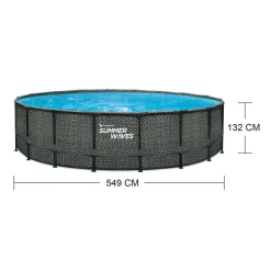 Summer Waves Elite Frame Pool 549x549x132cm Rattan Grau