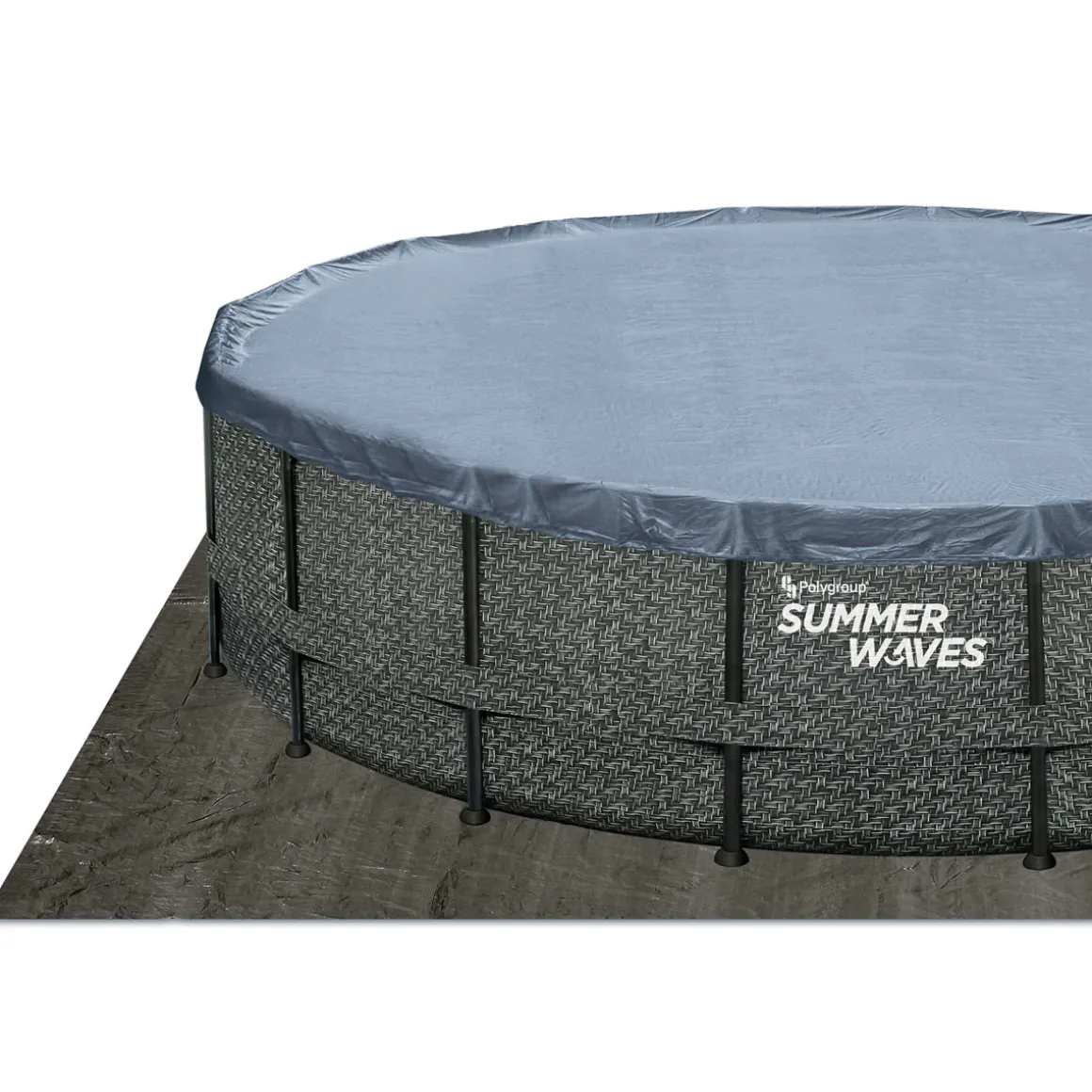 Summer Waves Elite Frame Pool 549x549x132cm Rattan Grau
